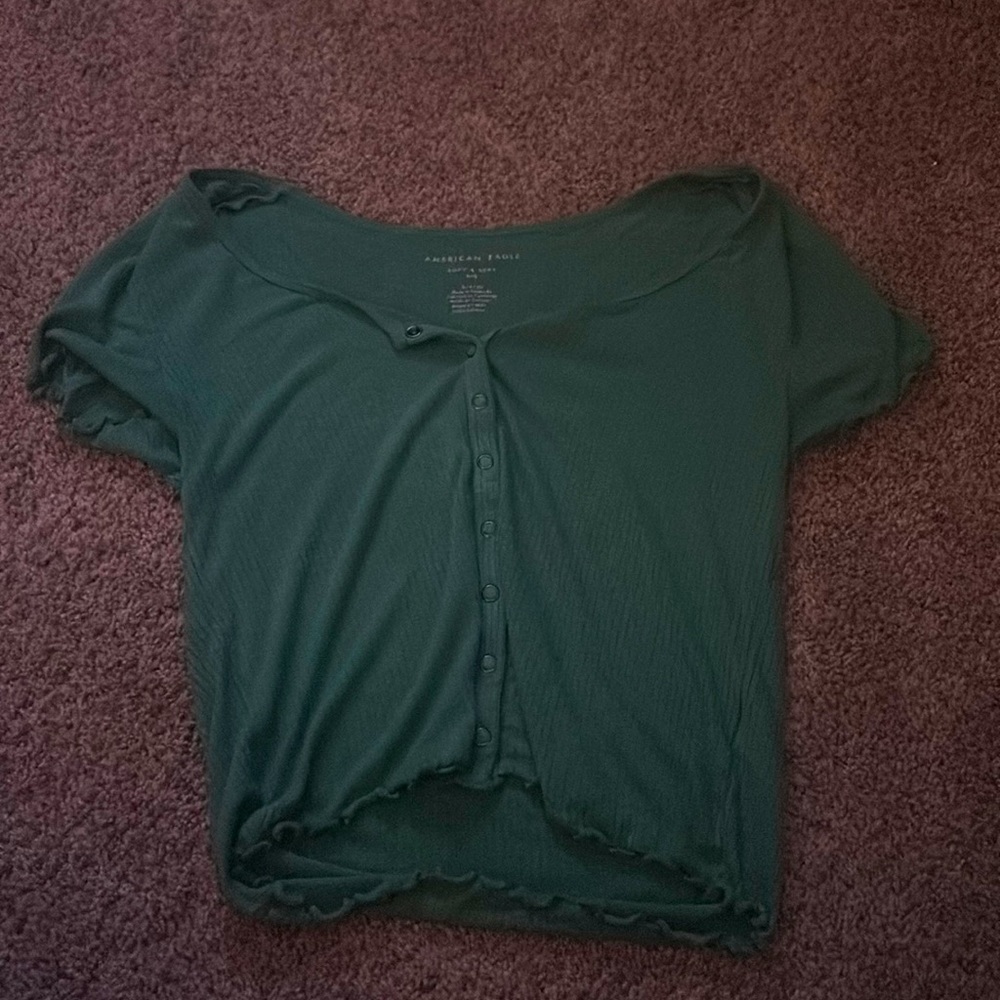 green american eagle button up crop top